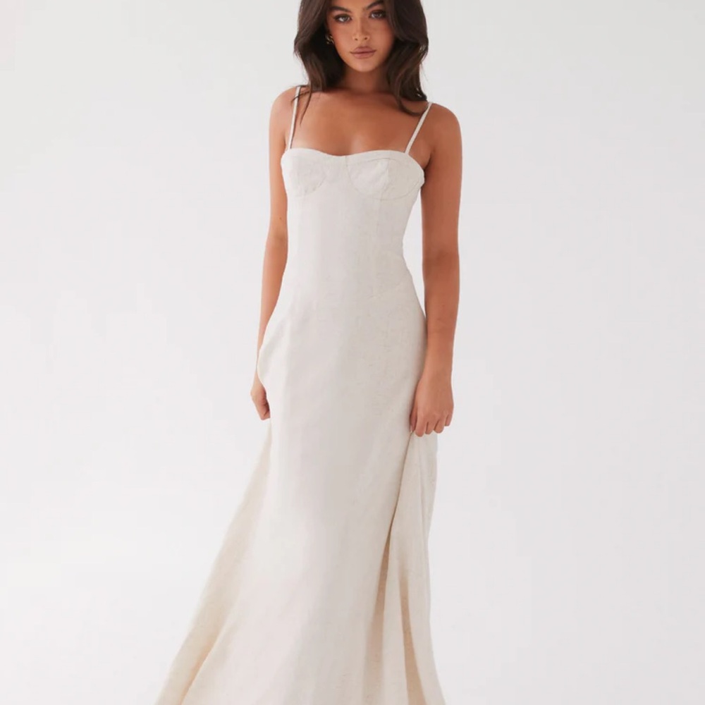 Peppermayo Cream Linen Maxi Dress